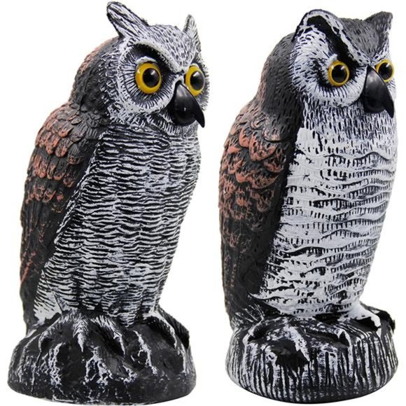 2 Pack Fake Horned Owl Bird Scarecrow Decoy, Plastic Owl Bird Deterrents - Picture 6 of 7